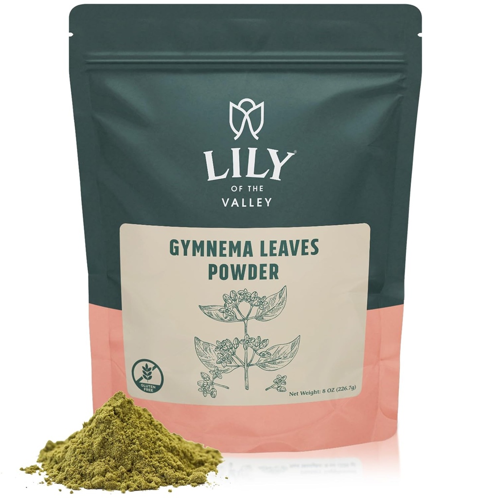 LILY OF THE VALLEY Gymnema Sylvestre Leaf Powder - Herbal Gurmar Powder - Vegan &amp; Gluten-Free - Empaquetado en bolsa resealable (8oz, 226g)