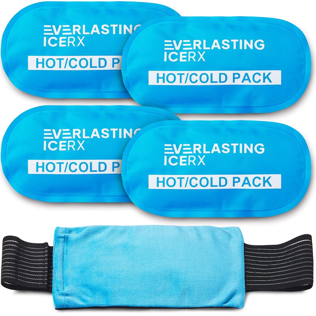 Reutilizable Hot and Cold Gel Ice Pack Wrap (4 Pack) para lesiones - Ajustable & Flexible para rodillas, espalda, hombros, brazos y piernas - Reutilizable