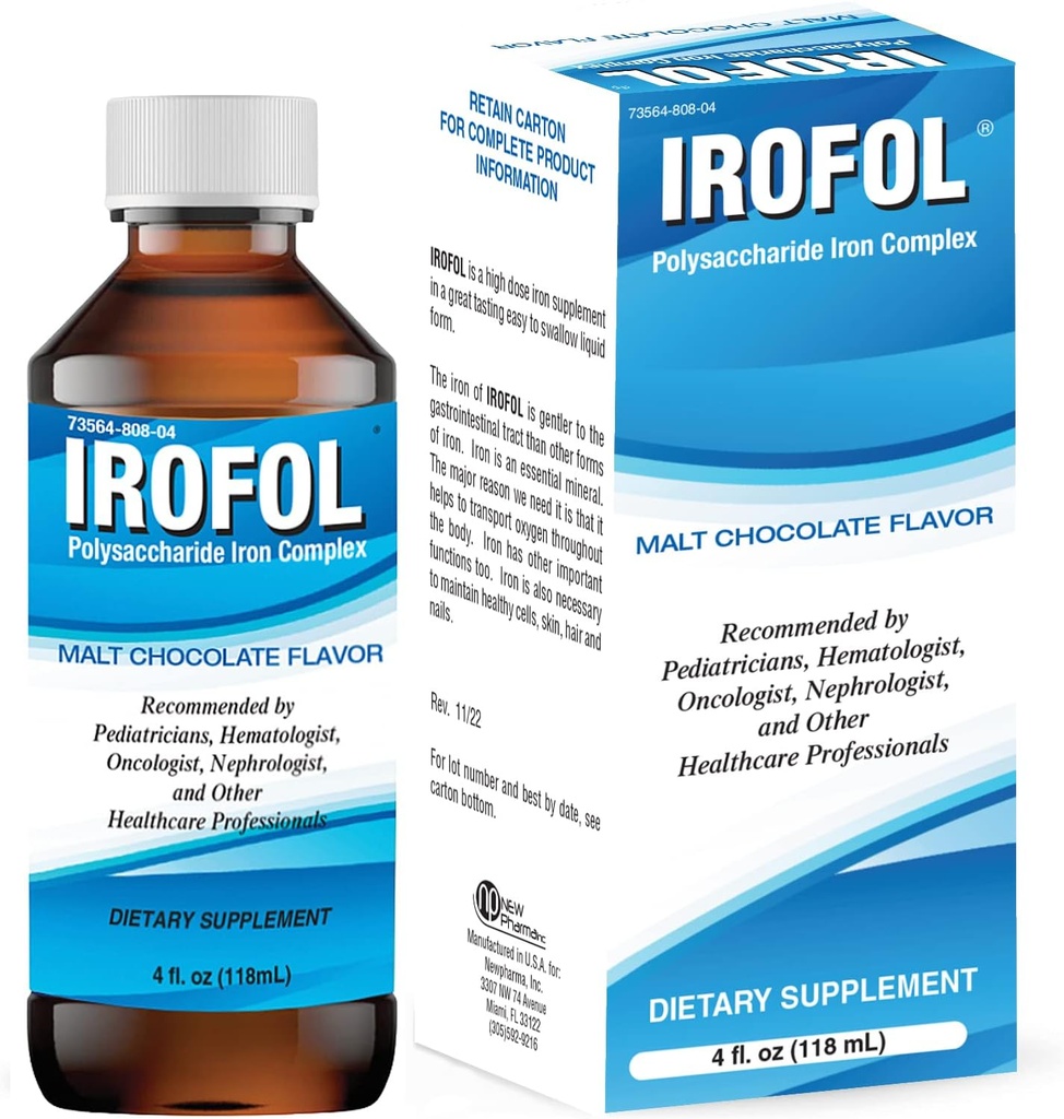 High Potency Liquid Iron Dietary Supplement | Iron for Kids and Adults | Iron Supplement for Women and Men | Malt Chocolate Flavor | 4 fl oz (118 mL) | 100mg Polysaccharide Iron Complex for Anemia Iron Deficiency and Energy Support | Sugar Free Alcohol Free |