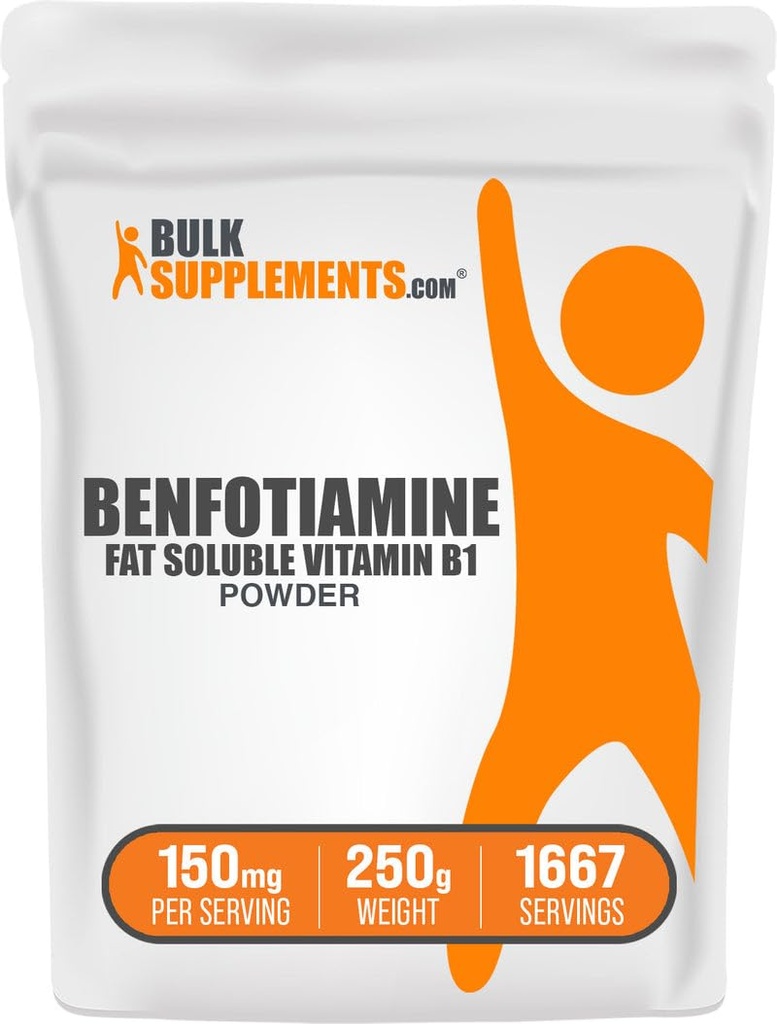 BulkSupplements.com Benfotiamine Powder - Vitamina B1 Benfotiamine Suplemento, Fat Soluble B1 Vitamina - Gluten Gratis, 150 mg por Serving, 250g (8.8 oz) (Pack of 1)