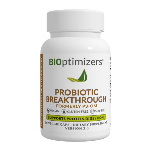 BIOptimizers Probiotic Breakthrough – Lactobacillus Plantarum OM Probiotics " Prebiotics Health Supplement for Gut, Digestive " Immune Support Probiotics for Women Hombre Elderly – 30 Vegan Capsules