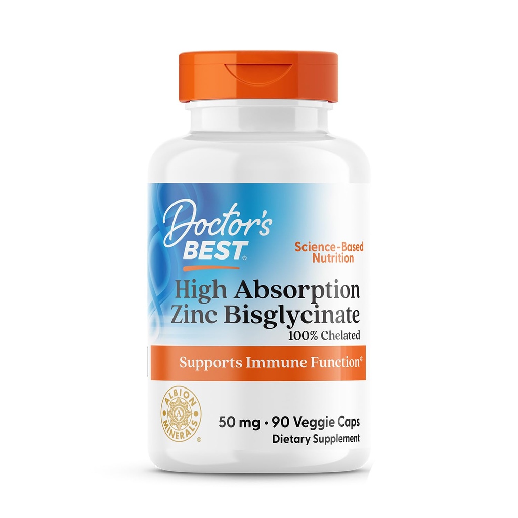La mejor absorción alta del médico Zinc Bisglycinate 50mg High Potency Supporting Enhancing Immune System Antioxidant VC, 90 Count