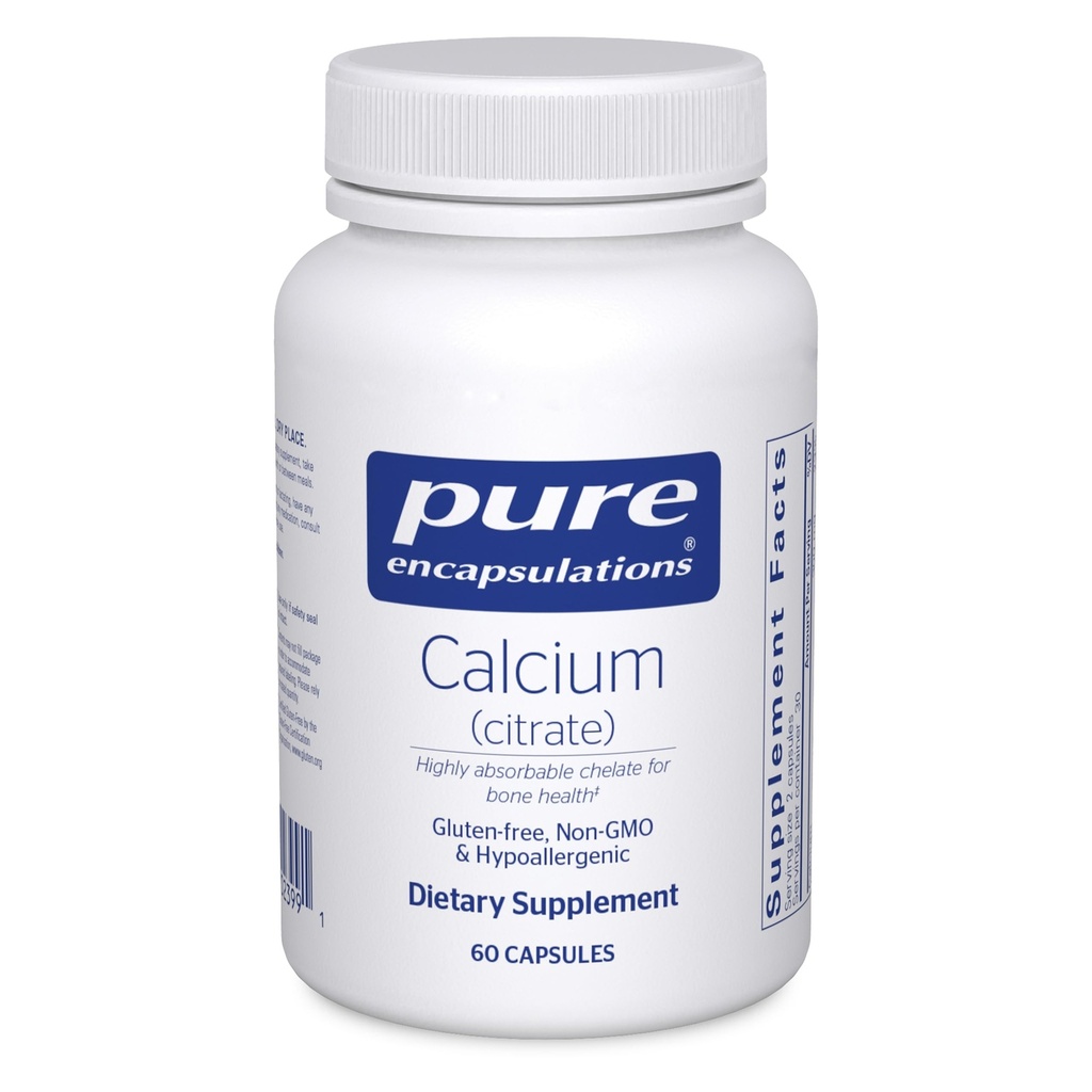 Pure Encapsulations Calcium (Citrate) - Suplemento de Bone, Teeth, Colon y Cardiovascular Health Support* - con Citrato de Calcio Premium - 60 Capsules