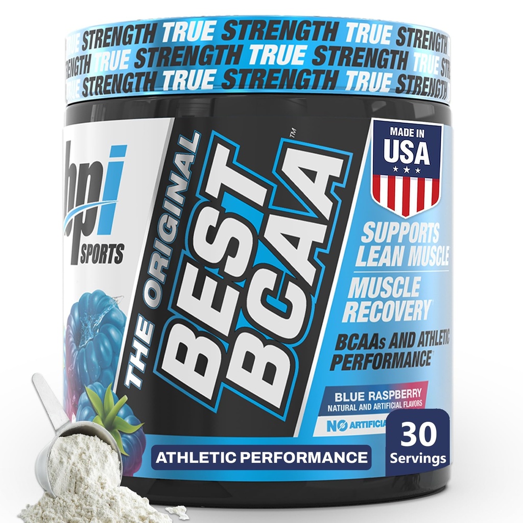 BPI Sports Best BCAA Powder - Muscle Recovery Support - Branched Chain Amino Acids ¦ Building Blocks of Protein and Muscle - Post Workout Recovery – Hydration - Blue Raspberry, 30 Servings