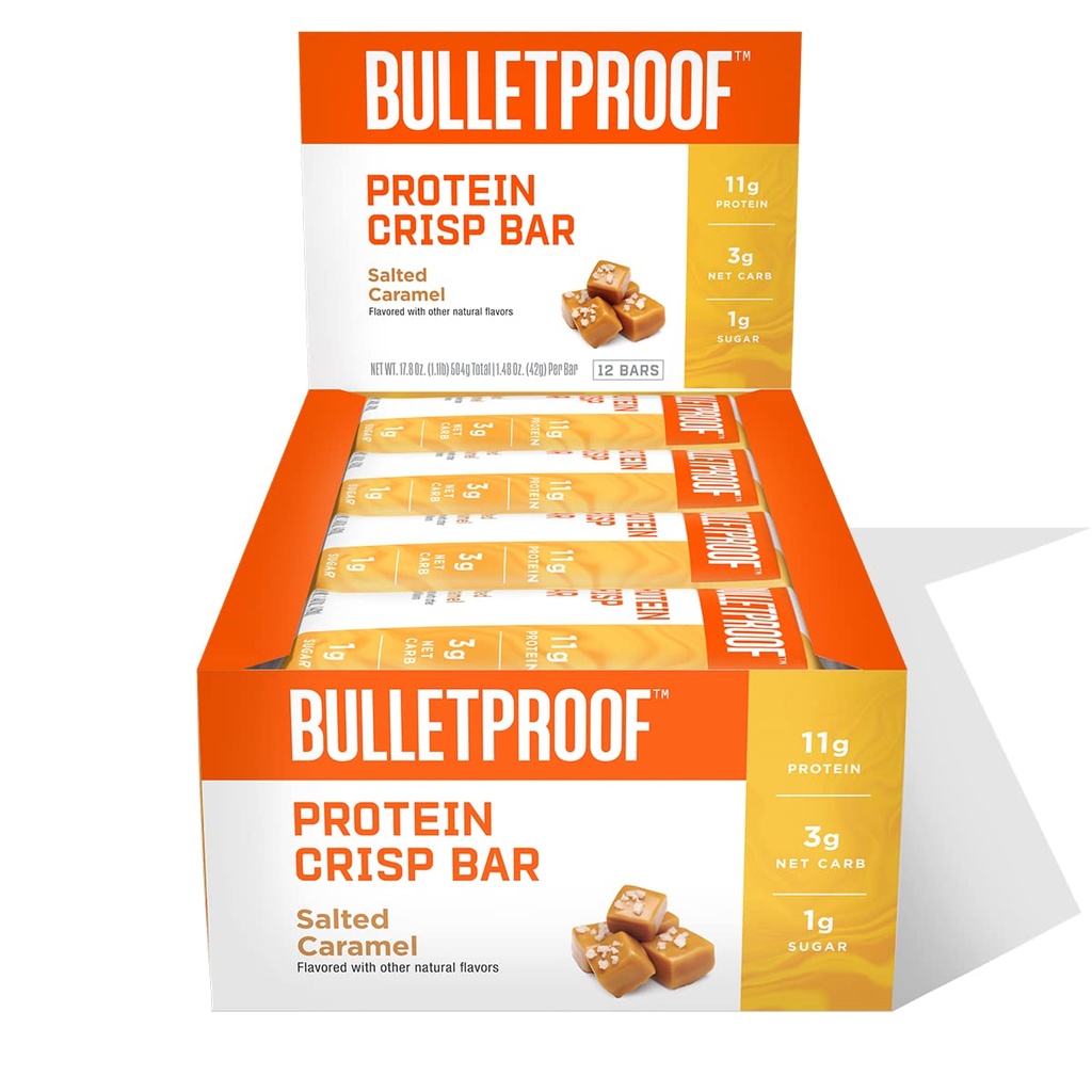 Tarometro Salted Caramel Protein Crisp Bares, 12pk, Alta Proteína, Bajo Sugar