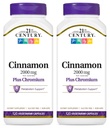 21st Century Cinnamon 2000 mg Por Serving Plus Chromium Vegetarian Capsules 120 Conde - Pack de 2