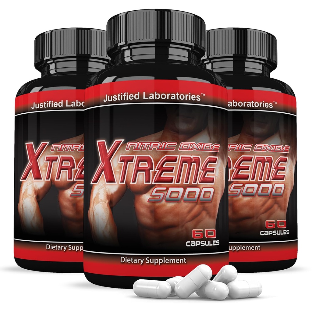 Laboratorios justificados (3 Pack Nitric Oxide Xtreme 5000 Advanced Men's Heath Formula 60 cápsulas