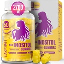 Myo-Inositol & D-Chiro Inositol,Inositol Gummies with Vitamin D3, Magnesium Glycinate, Omega-3, Folate " Zinc, Inositol Suplemento Ciclo menstrual para Mujer-40:1 Proporción de 30 días