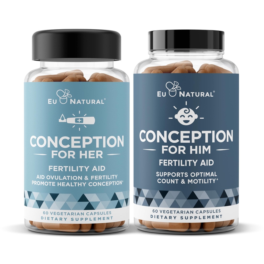Concepción Fertilidad para Su Bundle - Fertilidad Suplementos Combo para Mujeres y Hombres – Vitaminas Prenatales – Promover el equilibrio hormonal, consistencia de ciclos, ovulación de ayuda – 120 Conteo