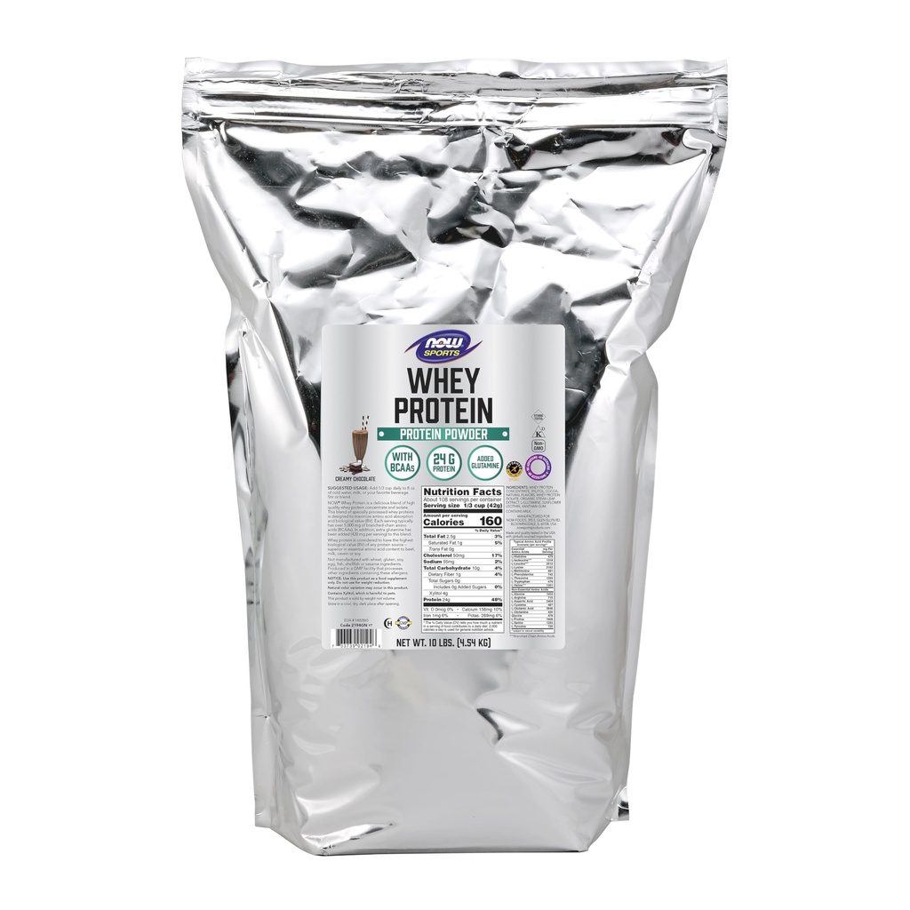 AHORA Foods Sports Nutrition, Whey Protein, 24 g Con BCAAs, Creamy Chocolate Powder, 10 libras