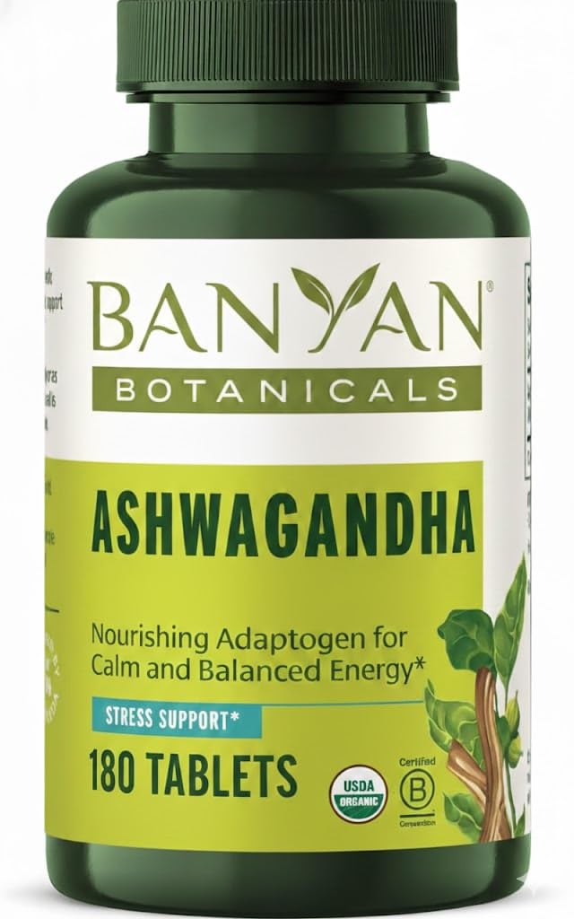 Banyan Botanicals Ashwagandha Tablets – Organic Ashwagandha Root – Renowned Herbal Adaptogen for Natural Energy Support and Stress Support* – 180 Tablets – Non-GMO Sustentably Sourced Vegan
