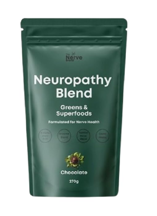 Neuropatía Superfood Blend Greens Powder para Neuropatía Periférica con 600 mg de Acido Lipoico R Alpha - Chocolate Flavor