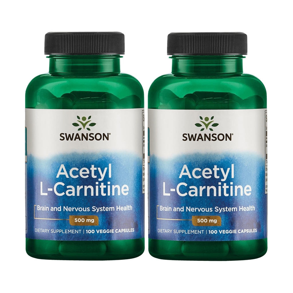 Swanson Acetyl-L-Carnitine - Suplemento Aminoácidos Promoción de la Salud Cognitiva &amp; Muscle Support - Fórmula Natural May Promote Nervous System Health - (100 cápsulas vegetales) (2 Pack)