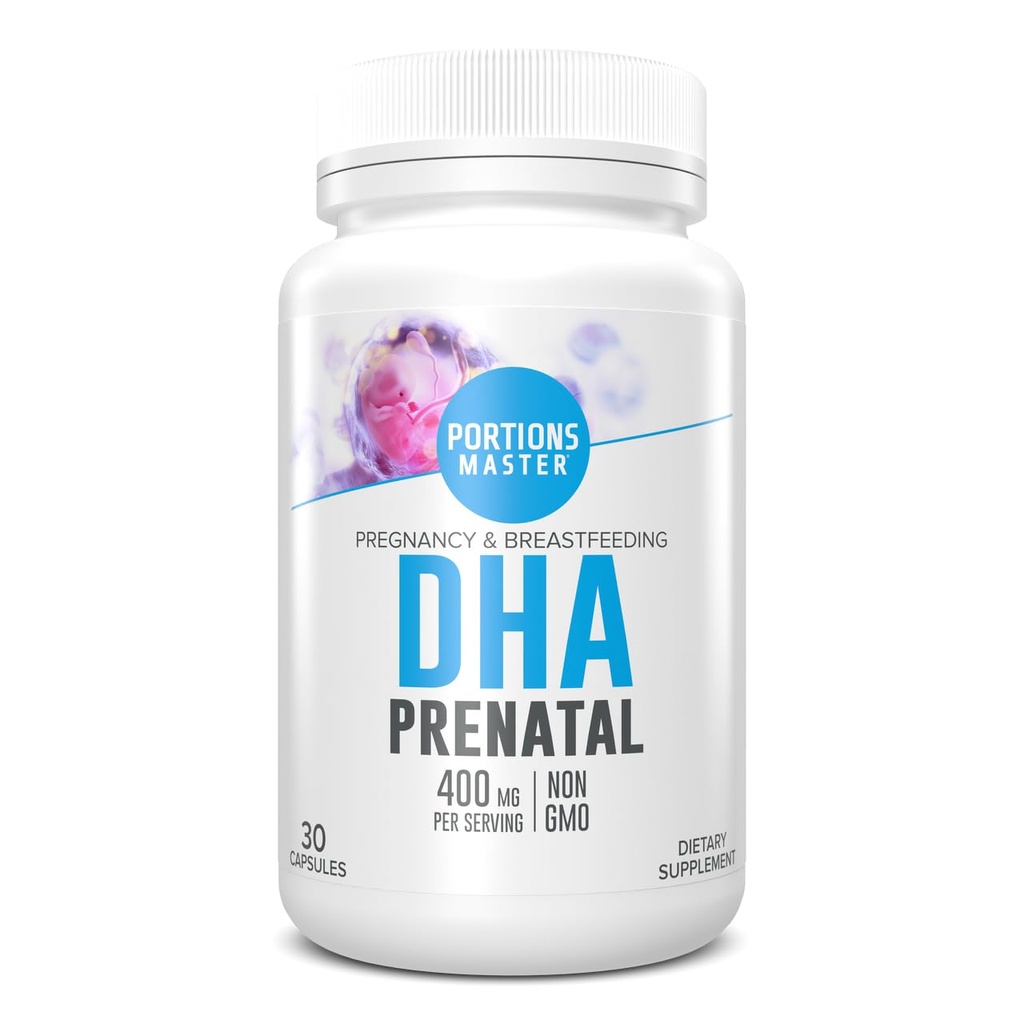 Porciones Master DHA Prenatal, renatal Omega-3 Suplemento con 300 mg DHA,Apoyos Desarrollo Fetal Cerebro " Ojo, Embarazo " Nutrición de lactancia materna, No Gluten-Free (30 Softgels)