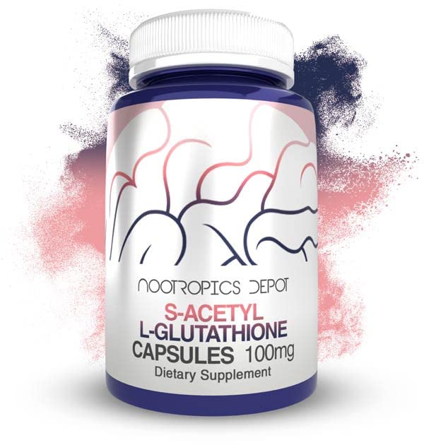 S-Acetyl L-Glutathione Capsules ← 100mg  180 Count ← High Bioavailabliity Glutathione ← Nootropics Depot