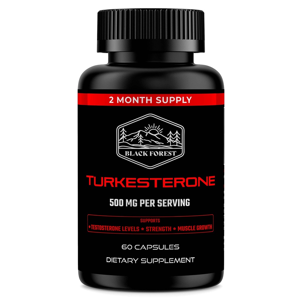 Black Forest Turkesterone Supplement 500mg Capsule (Max Purity 95% Extract) 2 Months Supply (500mg Turkesterone de 526mg de Ajuga Turkestanica) Similar a Ecdysterone for Strength &amp; Muscle Growth