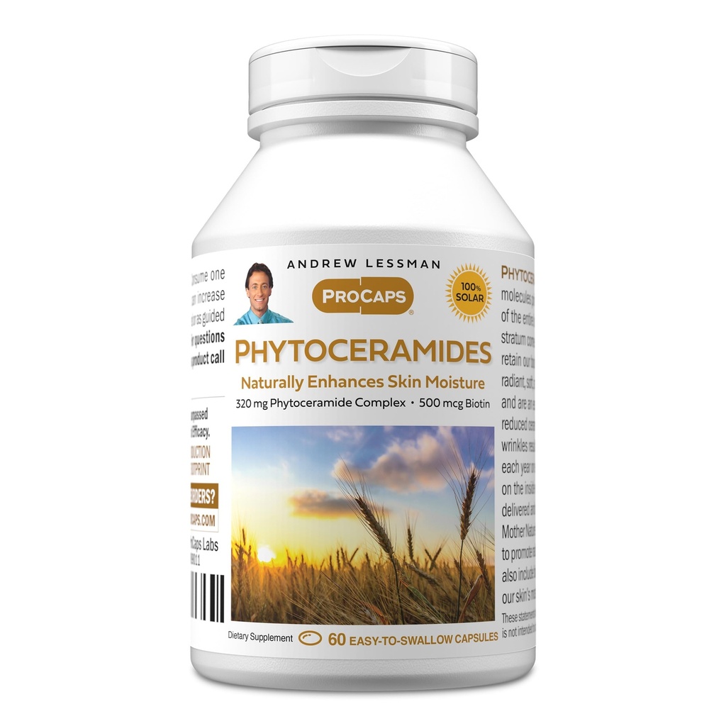 ANDREW LESSMAN Phytoceramides with Biotin 60 Softgels - Vital Natural Moisturizer. Naturalmente mejora la piel suave, suave, suave, radiante. Sin aditivos. Pequeño fácil de absorber Softgels