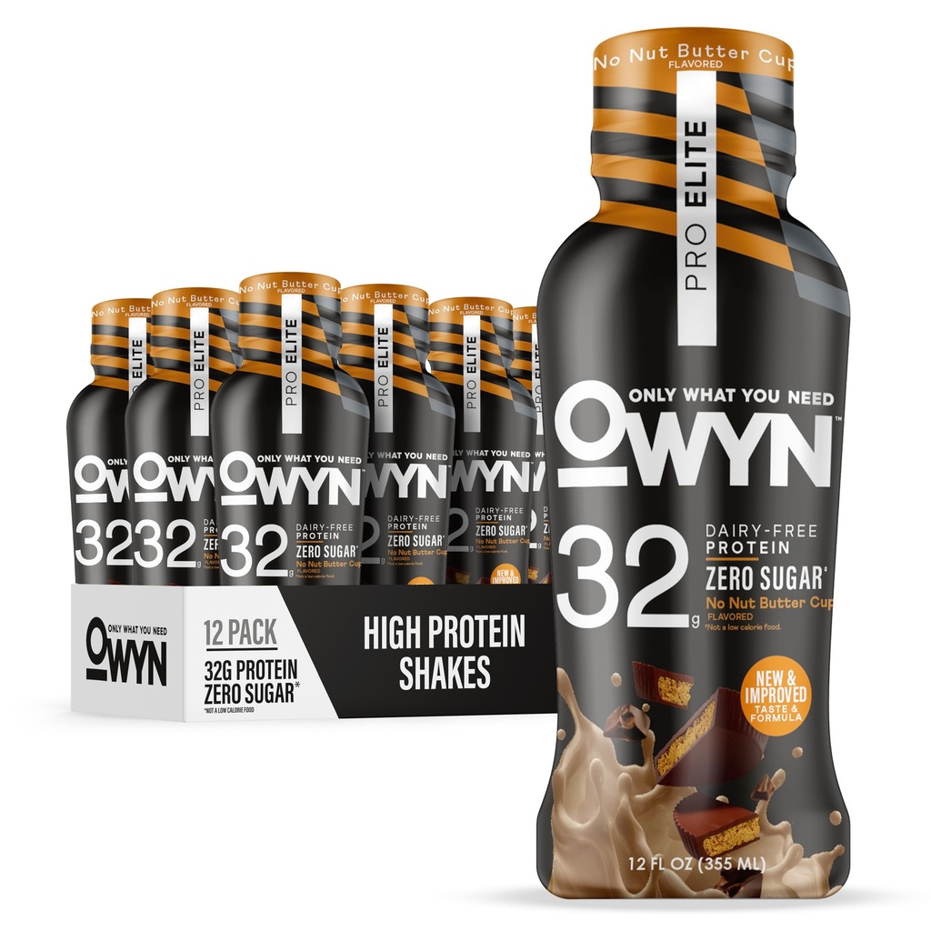 Sólo lo que necesitas Pro Elite Vegan Plant Based High Protein Keto Shake, No Nut Butter Cup, Zero Sugar, 32g Protein, Omega-3, Prebióticos, Superfood Greens for Workout and Recovery, 0g Net Carbs