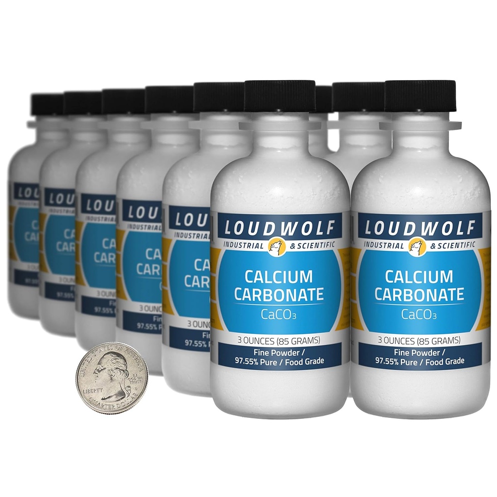 Carbonato de calcio / 2.3 Libras / 12 Botellas / 97.55% Pure Food Grade/Fine Powder