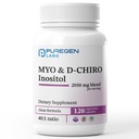 Puregen Labs Inositol Supplement TEN Myo Inositol & D-Chiro Inositol 2050mg - 120 Veggie Caps TEN No Harmful Additives ← Non-GMO, NO Gluten and Dairy - Made in USA