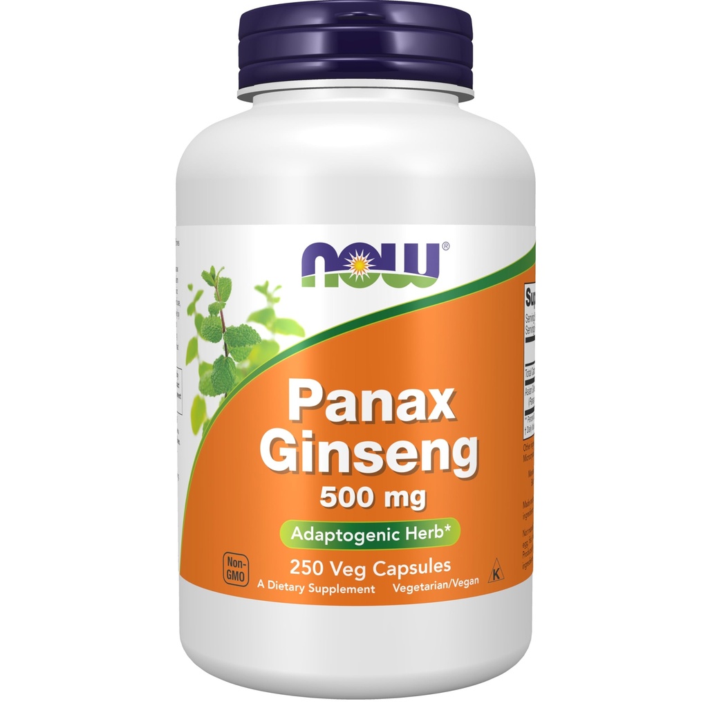 AHORA Suplementos de alimentos, Panax Ginseng (Root) 500 mg, hierba adaptogénica*, 250 cápsulas de verduras