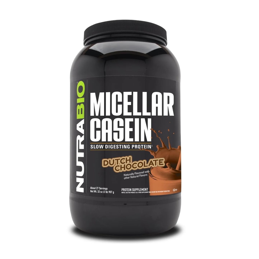 NutraBio Casein Protein Powder, Micellar Casien Powder, 25g Slow Digesting Protein, Helps Keep You Full, Overnight Muscle Recovery &amp; Growth, BCAA &amp; EAA, Gluten Free, Soy Free, 2lb Chocolate