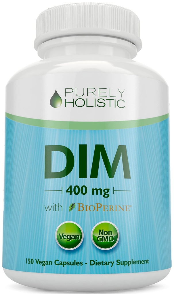 Suplemento DIM 400mg Plus Bioperina - 150 cápsulas Vegan - 5 meses de suministro - equilibrio hormonal para hombres de mujeres - alta resistencia Diindolylmetano