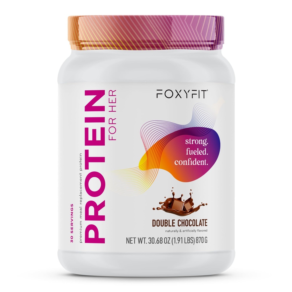 FoxyFit Protein para Ella, Doble Chocolate Whey Protein Polvo con CLA y Biotina para un Flujo Saludable (1,85 libras)