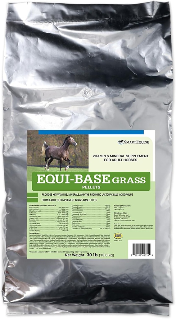 SmartEquine EquiBase Grass Pellets  durable Horse Vitamins & Minerals Suplemento, Forage Balancer Silencio Caballos en Luz para Trabajo Moderado TEN 30 lb Bag