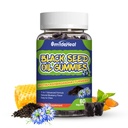 Mangas de aceite de semilla negra, aceite de semilla de comino negro orgánico, aceite de semilla de comino negro orgánico 500 mg, semillas negras y gaviotas de miel, Vegan, 60 Gummies
