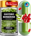 Suplemento Dihydroberine - Dehydro Berberine Orgánica - Super Berberine Suplemento con Ceilán Cinnamon &amp; R Alpha Lipoic Acid &amp; Apigenin - Hydroberine 120 caps (1 Pack)
