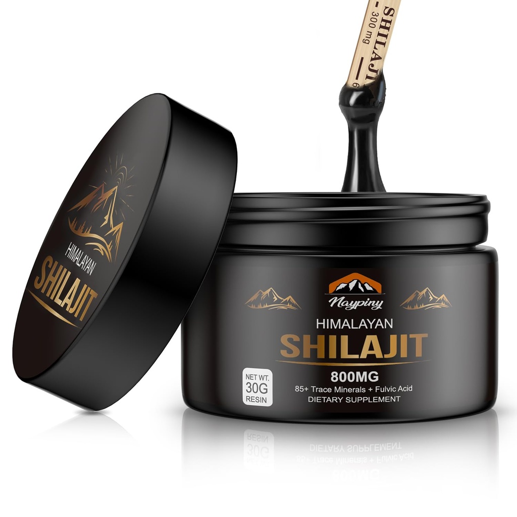 Shilajit Puro Himalaya Resina orgánica - 800mg Oro Grado Shilajit Resin with Fulvic Acid &amp; 85+ Trace Minerals Complex for Energy, Strength &amp; Immunity, Shilajit for Men &amp; Women, 800mg