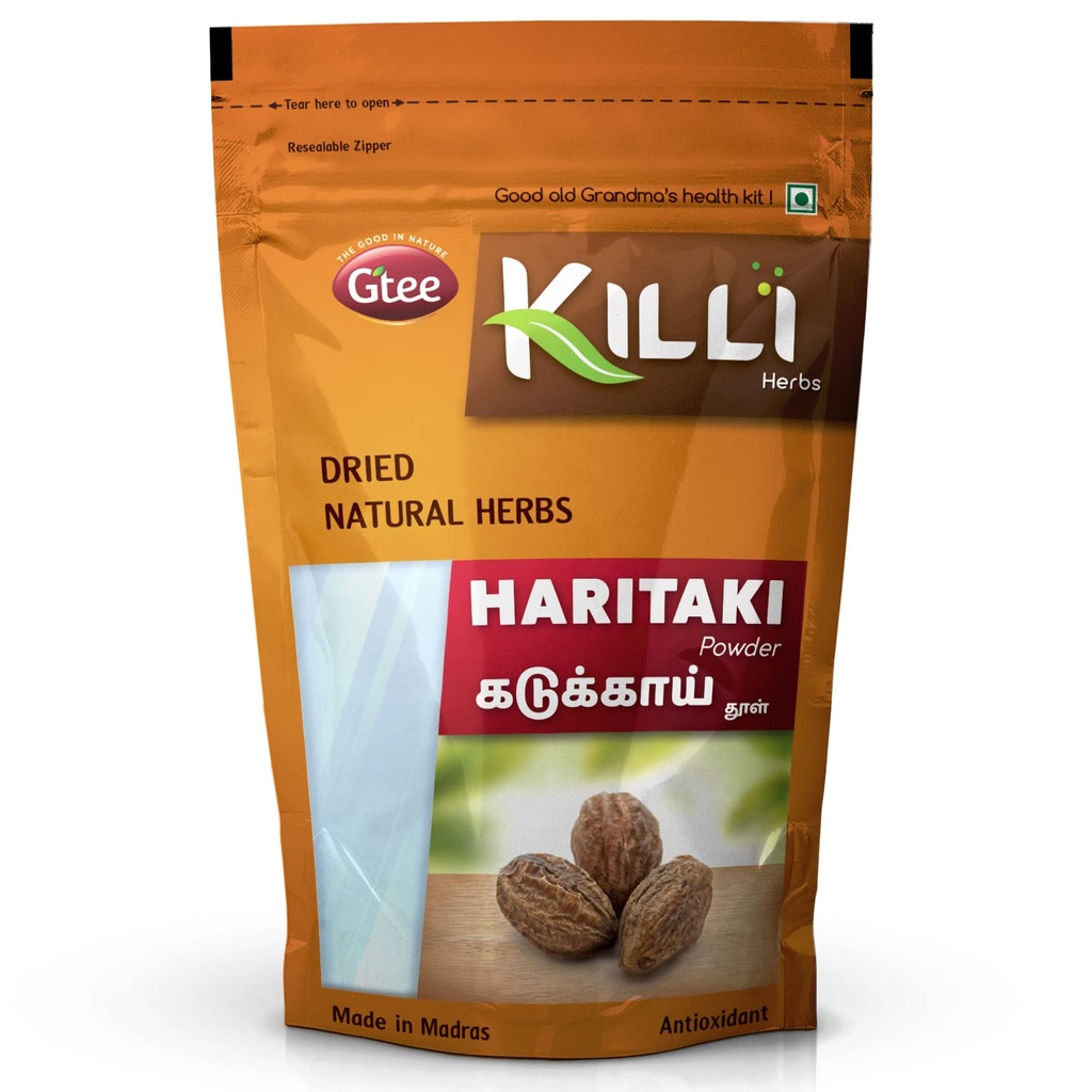 KILLI Haritaki Silencio Kadukkai Silencio Myrobalan Silencio Karakkaya Silencio Terminalia chebula Silencio Harad Powder, 100g