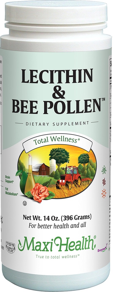 Maxi Health Lecithin " Bee Pollen - Brain, Energy and Digestion Support - 14 Oz Powder - Kosher