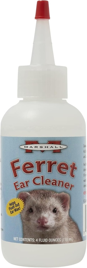 Marshall Ferret Ear Cleaning Solution – 4 oz – Gentle Formula to Remove Dirt and Wax – Contiene Eucalyptol para apoyar el tejido del oído saludable – No se necesitan Swabs