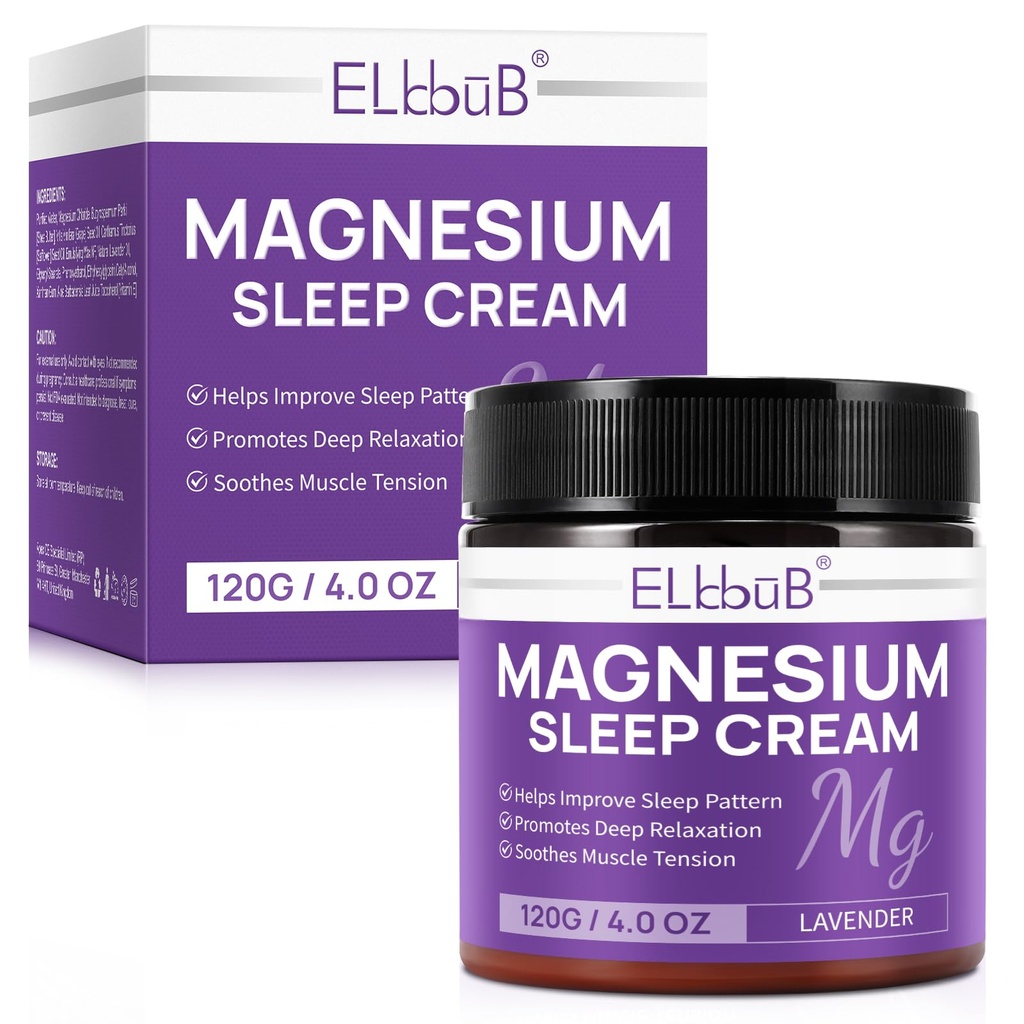 Crema de magnesio para el sueño - Enriquecida con aceite de almendra, lavanda y vitamina E para la relajación profunda - Loción de magnesio natural para el nourishment de la piel y la absorción rápida - Lavender