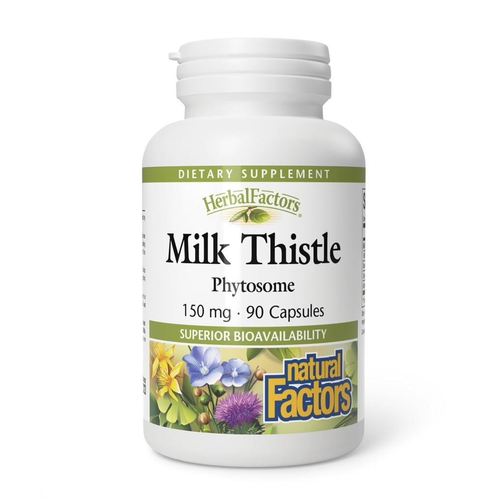 HerbalFactors by Natural Factors, Milk Thistle Phytosome, Promotes Healthy Liver Function with Dandelion and Turmeric, 90 capsules (90 servings)