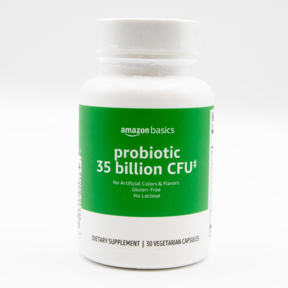 Basics Probiotic 35 Billion CFU, 8 Strains Probióticos con Blend Prebiótico, soporta la digestión saludable, 30 cápsulas vegetarianas, 1 mes de suministro (antes Solimo)