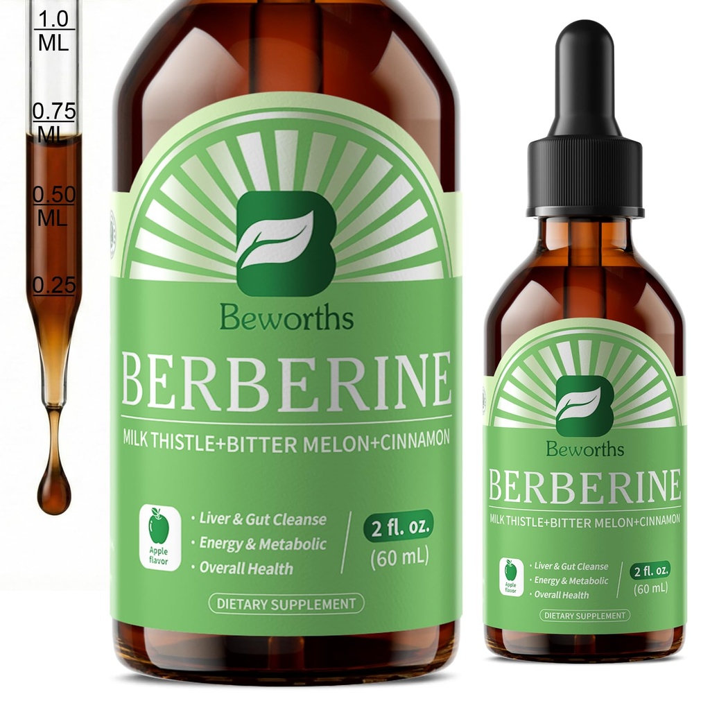 Berberine HCL Suplemento con Ceylon Cinnamon - Liposomal Berberine Phytosome Liquid Drops with Turmeric, Ceylon Cinnamon, Bitter Melon, Milk Thistle, AMPK Activator for Digestion Support