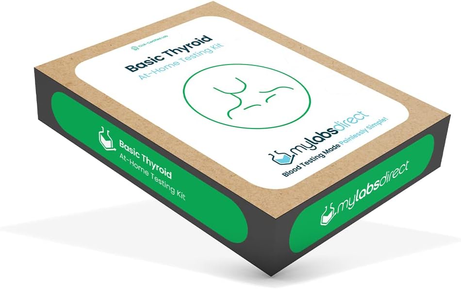 Kit básico de prueba de tiroides en el hogar ← Descubra hipertiroidismo o hipotiroidismo TENIDO Medidas TSH, T3, T4 gratis ANTE CLIA Certified TEN Metabolism - Energy Levels - Weight Management TEN at Home Collection