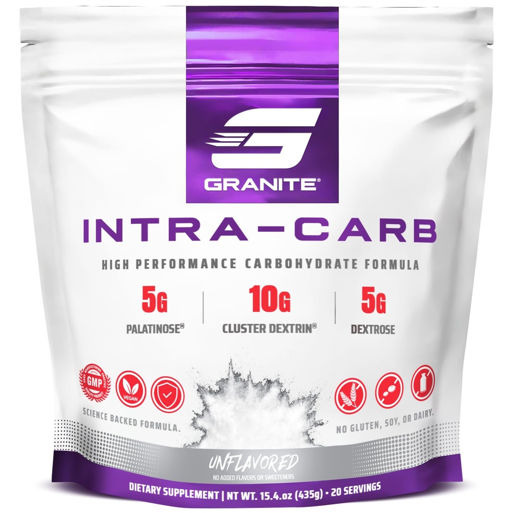 Granito Intra Carb Powder, Desflavorado, Carbohidratos de alto rendimiento con Cluster Dextrin, Palatinose, " Dextrose, apoya la energía y el entrenamiento (20 servidumbres)