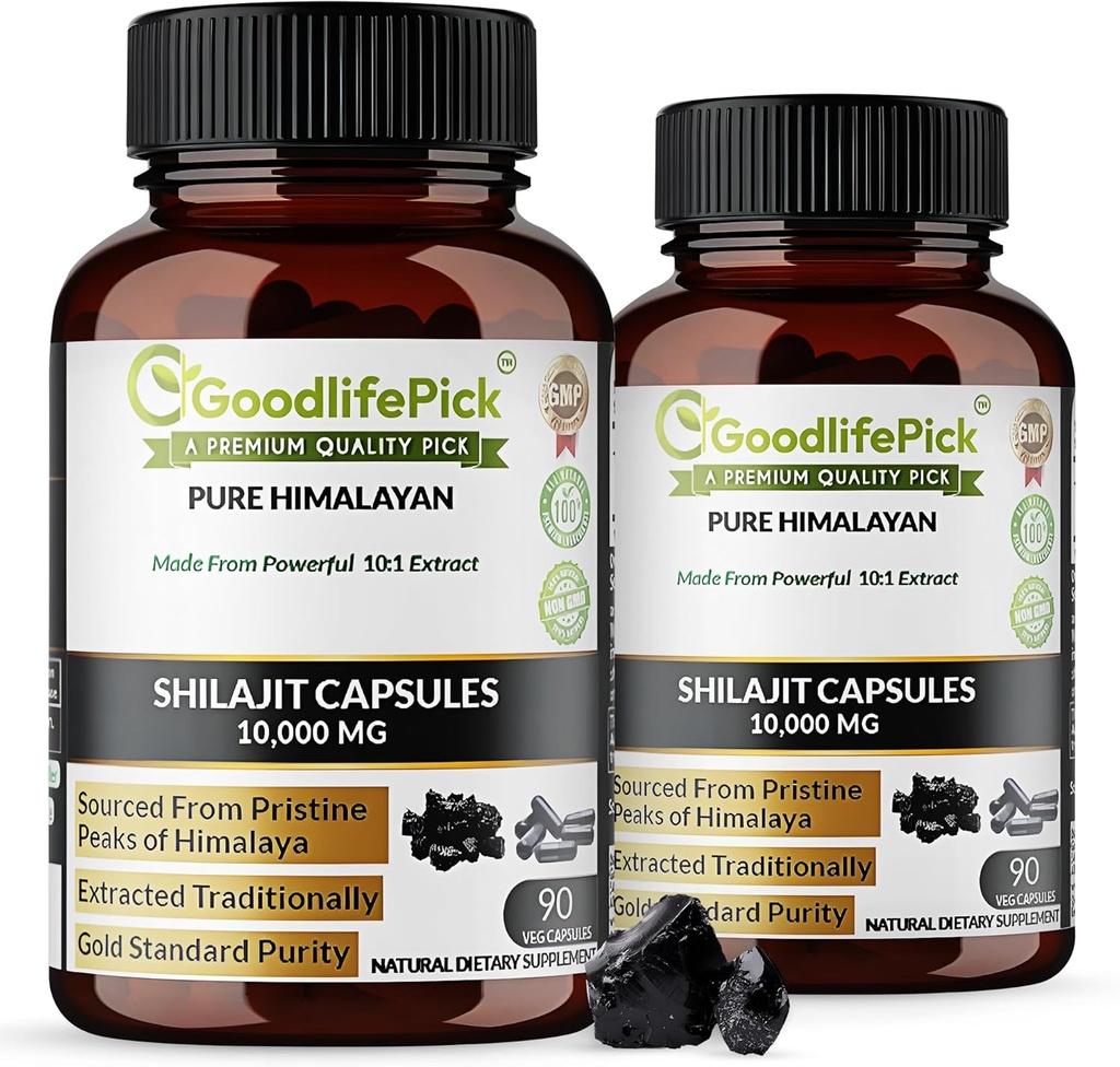Premium Himalayan Shilajit Capsules from Potent Shilajit Rich in Trace Mineral & Fulvic Acid High Altitude Sourcing. Extracto Tradicionalmente AllNatural NonGMO No Stearate No Rice Flour (Pack of 2)