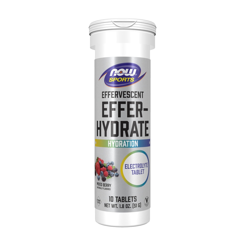 AHORA Foods Sports Nutrition, Effervescent Effer-Hydrate, Electrolyte Supplement, Recovery*, Mixed Berry, 10 Tablets