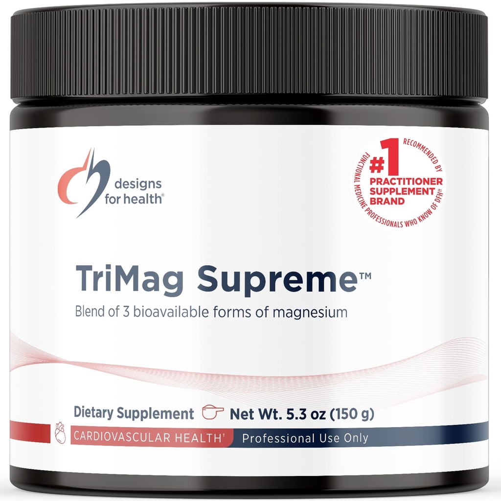 Diseños para la salud TriMag Supremo Polvo - 300 mg Triple bebida de magnesio - May Support Heart Health & Energy - Magnesium Orotate, Glycerophosphate + Bisglycinate Chelate (30 Servings / 150g)
