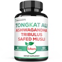Satoomi Tongkat Ali Root Extract 200:1-9 Herbs esenciales con Ashwagandha, Tribulus Terrestris &amp; More - Apoyo Strength, Energía e Inmune saludable - 60 caps Vegan 2 Month Supply
