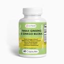 Ginseng y Ginkgo Biloba. 30 Serviciones. 2-en-1 Suplemento No-Caffeinated Energy and Focus - Energy Booster, Mental Clarity y Mood