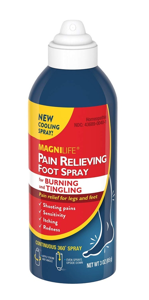 MagniLife Pain Relief Foot Spray, 3 oz, Pain Relief for Burning, Tingling o Sensitivity in Feet and Legs, No Alcohol Cooling Spray Moisturizes Dry, Cracked Heels