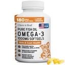 Aceite de pescado silvestre Omega 3 para perros - 180 cápsulas de Softgel para la piel sana y la carne - Grandes 1000 mg Píldoras de aceite de pescado para el acolchado, piel seca y puntos calientes - Pet Omega suplemento de Salmon