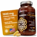 OmniBiotics Suplemento de Curcumina Turmérica Orgánica con Extracto Pepper Negro – 1500 mg Turmérico con 95% Curcuminoides " BioPerina, Alta Absorción para Soporte Conjunto – 120 cápsulas Veganas