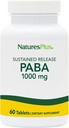Natures Plus PABA, Sustained Release (para-Aminobenzoic Acid) - 1000 mg, 60 Tablets Vegetarianos - Suplemento de Apoyo a la Salud de la Esquí, promueve la producción energética - Gluten-Free - 60 Servings